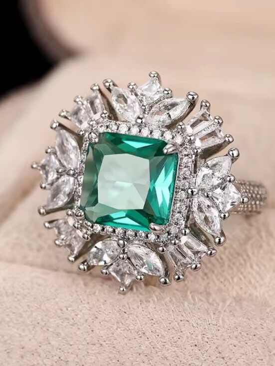 Neiman Marcus Jewelry - Emerald Tourmaline Halo Cocktail Ring